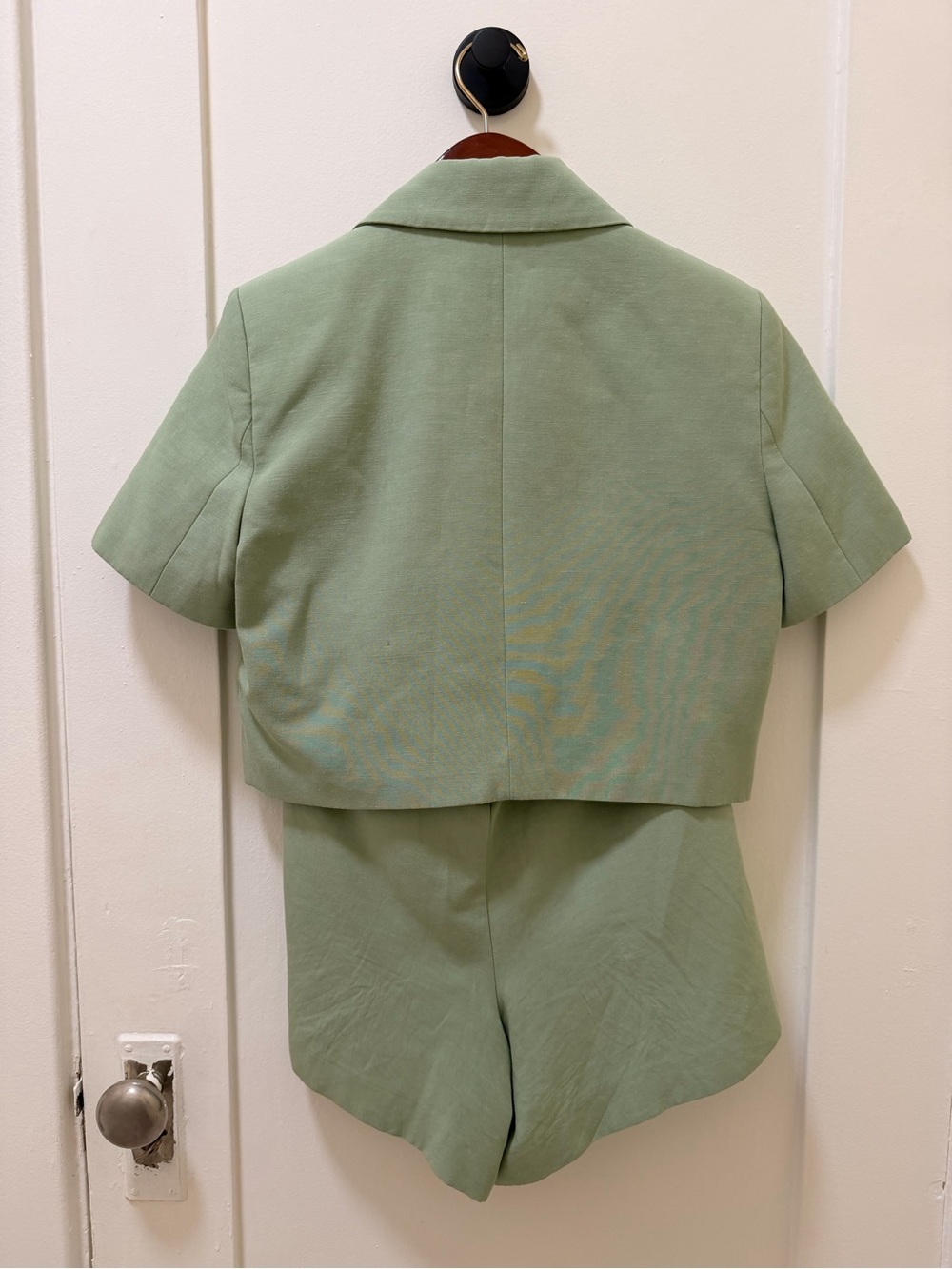 ZARA Light Sage Short Sleeve Cropped Blazer Set - Picture 2 of 6